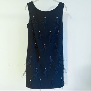 Harper Rose black feather crystal evening dress